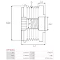 Poulie lente d’alternateur AS-PL UD18160AFP, CHRYSLER 04861638AA, 04861638AB, LITENS 920768, ZEN 6015, ZN6015, ZM 9501002