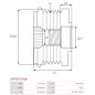 Poulie lente d’alternateur AS-PL UD21037(INA)AFP, IKA 3.5538.1, INA 5350331000, 535033110, F-613451, MITSUBISHI A252C598FE