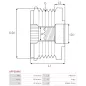 Poulie lente d’alternateur AS-PL UD100107AFP, MITSUBISHI A252X59170, ZEN 5814, ZN5814, ELECTROLOG PUL5085, KRAUF APM1371