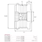 Poulie lente d’alternateur AS-PL UD101344AFP, CHRYSLER 05264913AA, 5264913AA, IKA 3.5448.1, LITENS 600782, 920782