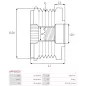 Poulie lente d’alternateur AS-PL UD101336AFP pour UD101402AFP, CARGO 333067, IKA 3.5413.1, 3.5422.1, MITSUBISHI A628X92371