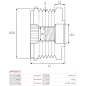 Poulie lente d’alternateur AS-PL UD101442AFP pour UD101505AFP, CARGO 335238, IKA 3.5478.1, INA 5350152000, 535015210