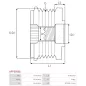 Poulie lente d’alternateur AS-PL UD101365AFP, IKA 3.5521.1, INA F-559401, LUK 5350147000, 535014710, MITSUBISHI A252C55675