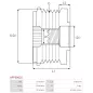 Poulie lente d’alternateur AS-PL UD101476AFP, CARGO 335238, IKA 3.5478.1, INA 5350152000, 535015210, F-552561, F-552561.01