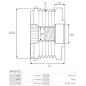 Poulie lente d’alternateur AS-PL UD101413AFP, FORD FJ7E-10A352-AA, LITENS 920022, MITSUBISHI A252C583IC, VISNOVA 87-74-96