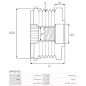 Poulie lente d’alternateur AS-PL UD101466AFP, FORD JX6T-10A352-AA, ZNP 29017