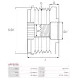 Poulie lente d’alternateur AS-PL UD101445AFP, MITSUBISHI A003TV0381, A003TV0481ZC, A003TV0481ZD, A003TV0581, A3TV0381