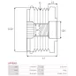 Poulie lente d’alternateur CARGO 237500, DENSO 081020-0010, HYUNDAI / KIA 37322-27500, 37322-27501, 50210-40108, IKA 3.5348.0