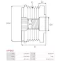 Poulie lente d’alternateur AS-PL UD101338AFP pour UD101510AFP, CARGO 332133, 333634, DENSO 021040-1020, 021040-1070