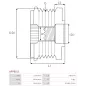 Poulie lente d’alternateur CARGO 237582, DENSO 102211-5660, IKA 3.5395.0, 3.5395.1, INA 5350180000, F-568860