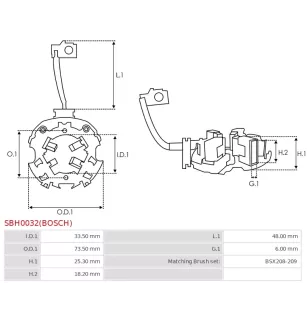 Porte-balais de démarreur pour BOSCH 0001125047, 0001125051, 000112505