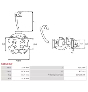 Porte-balais de démarreur pour BOSCH 0001120400, 0001120401, 000112040