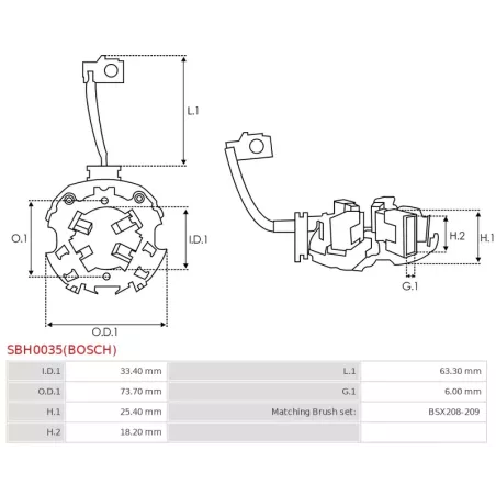 Porte-balais de démarreur pour BOSCH 0001109250, 0001109264, 0001109275, 0001109276