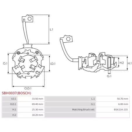 Porte-balais de démarreur pour BOSCH 0001115016, 0001115017, 0001115024, 0001115049