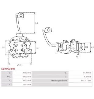 Porte-balais de démarreur pour BOSCH 0001109031, 0001109033, 000110903