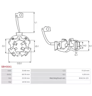 Porte-balais de démarreur pour BOSCH 0001123018, 0001123019, 000112302