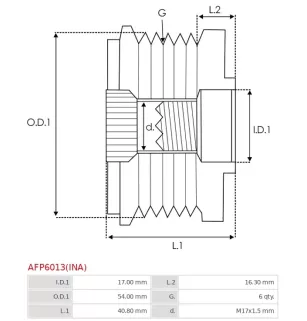 Poulie lente d’alternateur CARGO 330287, DENSO 121041-1140