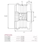 Poulie lente d’alternateur CARGO 330287, DENSO 121041-1140, FIAT 77363948, 77364725, IKA 3.5357.0, 3.5357.1, INA 5350112000