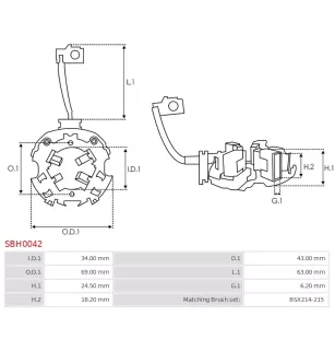 Porte-balais de démarreur pour BOSCH 0001123017, 0001123036, 000112303