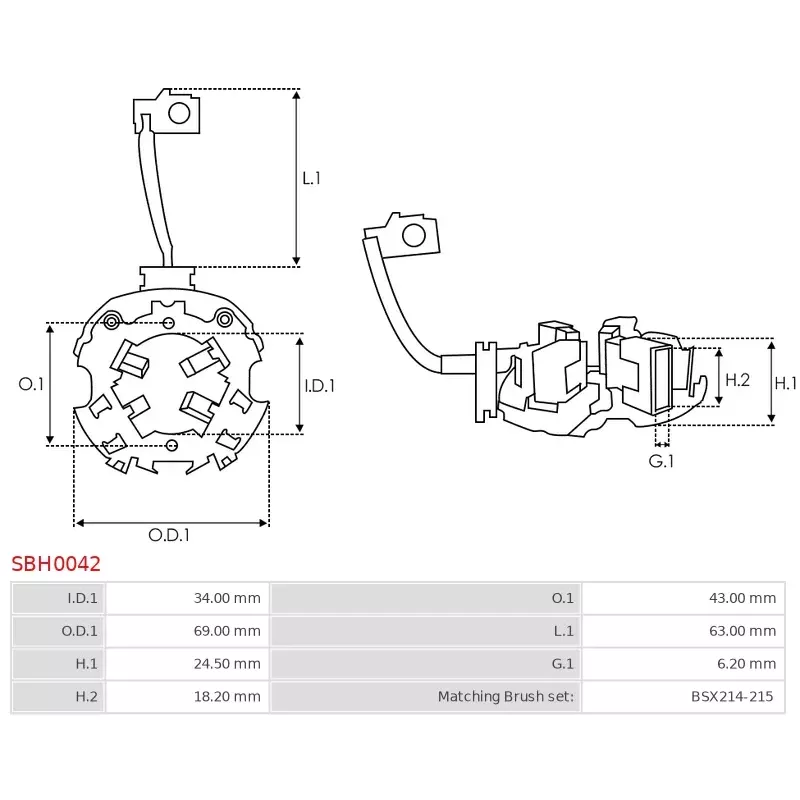 Porte-balais de démarreur pour BOSCH 0001123017, 0001123036, 0001123037, 0001123044