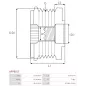 Poulie lente d’alternateur AS-PL UD21343AFP, CARGO 333062, DENSO 021040-1340, HELLA 9XU358038-551, IKA 3.5415.1, INA 5350209000