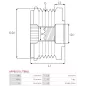 Poulie lente d’alternateur AS-PL UD13350AFP, CARGO 333062, DENSO 021040-1340, HELLA 9XU358038-551, IKA 3.5415.1, INA 5350209000