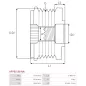 Poulie lente d’alternateur AS-PL UD809899AFP, CARGO 237619, 332312, DENSO 104210-3761, FORD 3M5T-10300-VC, 3M5T-10300-VD