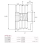 Poulie lente d’alternateur CARGO 237619 pour 332312, DENSO 104210-3761, FORD 3M5T-10300-VC, 3M5T-10300-VD, IKA 3.5397.0