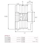 Poulie lente d’alternateur CARGO 237587, DENSO 021040-1100, 021040-1410, 021040-1610, HELLA 9XU358038-911, IKA 3.5436.0