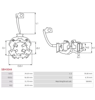 Porte-balais de démarreur pour BOSCH 0001263014, 0001263015, 000126301