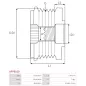 Poulie lente d’alternateur IKA 3.5424.1, ELECTROLOG PUL6122, DENSO 1042103410, 1042103411, 1042105440, TOYOTA 2706030060