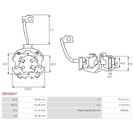 Porte-balais de démarreur pour BOSCH 0001261044, 0001261045, 0001261046, 0001261047