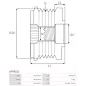 Poulie lente d’alternateur BMW 12317790877, HYUNDAI / KIA 37322-4A300, 37322-4A310, 373224A300, 373224A310, IKA 3.5463.0