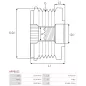 Poulie lente d’alternateur AS-PL UD101412AFP pour UD21342AFP, UD45707AFP, CARGO 332486, 332487, 333063, CHRYSLER 04861506AC