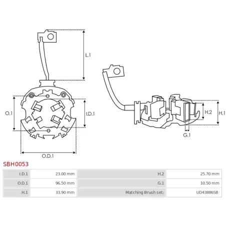 Porte-balais de démarreur pour BOSCH 0001364400, 0001364402, B001841010, B001841012