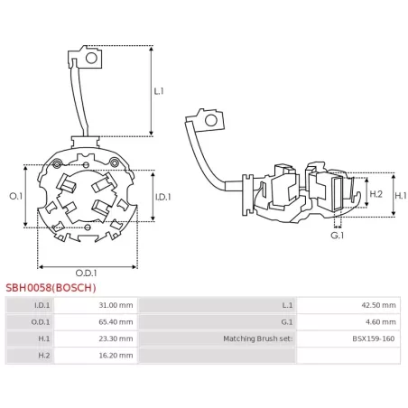 Porte-balais de démarreur pour BOSCH 0001108400, 0001108416, 0001108445, 0001121408