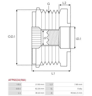 Poulie lente d’alternateur AS-PL UD13355AFP, CARGO 330359, 335016