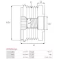 Poulie lente d’alternateur AS-PL UD13355AFP, CARGO 330359, 335016, DENSO 02131-9130, 02131-9131, 02131-9132