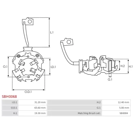 Porte-balais de démarreur pour BOSCH 0001107477