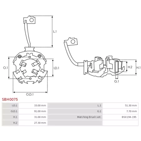 Porte-balais de démarreur pour BOSCH 0001230007, 0001230008, 0001230009, 0001230010