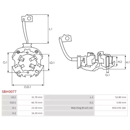 Porte-balais de démarreur pour BOSCH 0001108408, 0001108430, 0001108431, 0001108445