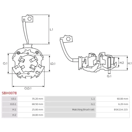 Porte-balais de démarreur pour BOSCH 0001115008, 0001115020, 0001115108, 0001123001