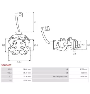 Porte-balais de démarreur pour BOSCH 0001179507, 0001179508, 000117950