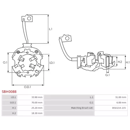 Porte-balais de démarreur pour BOSCH 0001115068, 0001115069