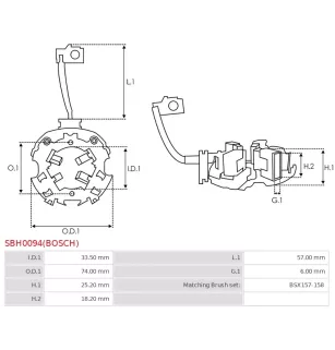 Porte-balais de démarreur pour BOSCH 0001124020, 0001125007, 000112500