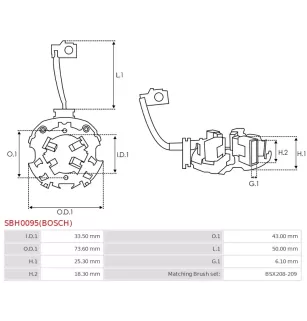 Porte-balais de démarreur pour BOSCH 0001109336, 0001109355, 000110935