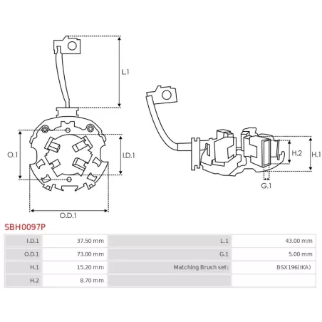 Porte-balais de démarreur pour BOSCH 0001116001, 0001116003, 0001116005, 0001116006