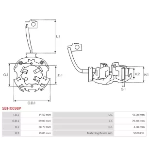 Porte-balais de démarreur pour BOSCH 0001148039, 0001153005, 000115301