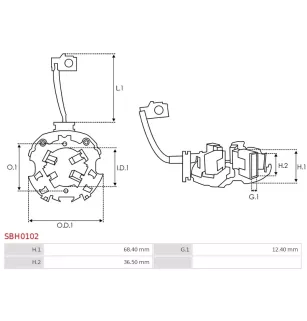 Porte-balais de démarreur pour BOSCH 0001410065, 0001410067, 000141007