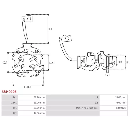 Porte-balais de démarreur pour BOSCH 0001147400, 0001147401, 0001174600, 0001174601